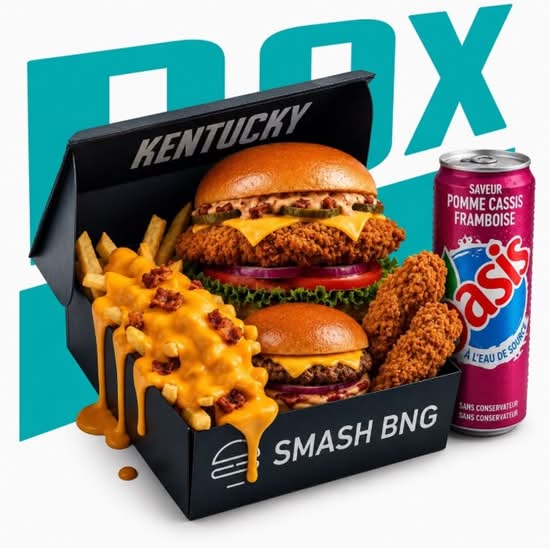 Mega Kentucky Box — Box burger, frites et tenders Smash Bing